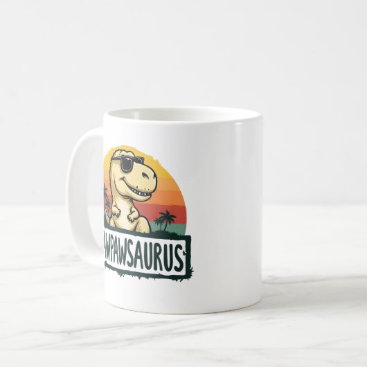 Pawpawsaurus Dinosaur Grandpa Saurus Vaderdag Koffiemok (Voorkant links)