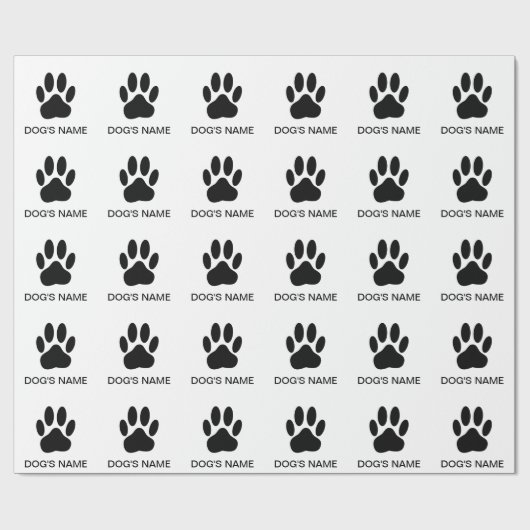Pawprint Black en White van honden Cadeaupapier (Vlak)