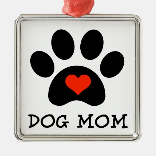 Pawprint Dog Mama Metalen Ornament (Voorkant)