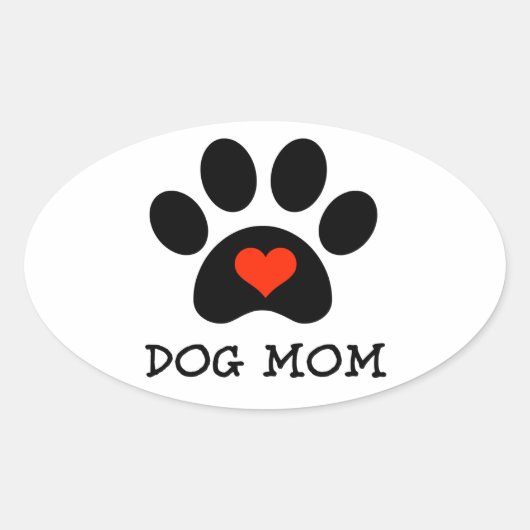 Pawprint Dog Mama Ovale Sticker (Voorkant)