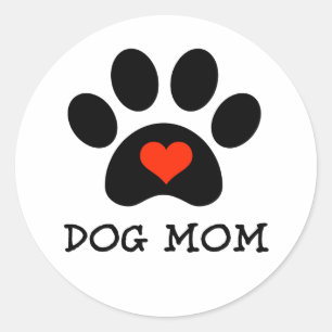 Pawprint Dog Mama Ronde Sticker