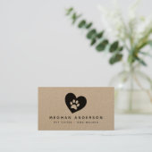 Pawprint Dog Walker Pet Sitter Kraft Visitekaartje (Staand voorkant)