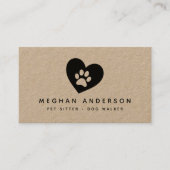 Pawprint Dog Walker Pet Sitter Kraft Visitekaartje (Voorkant)