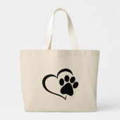 PawPrint- en Heart-ontwerp Grote Tote Bag (Achterkant)