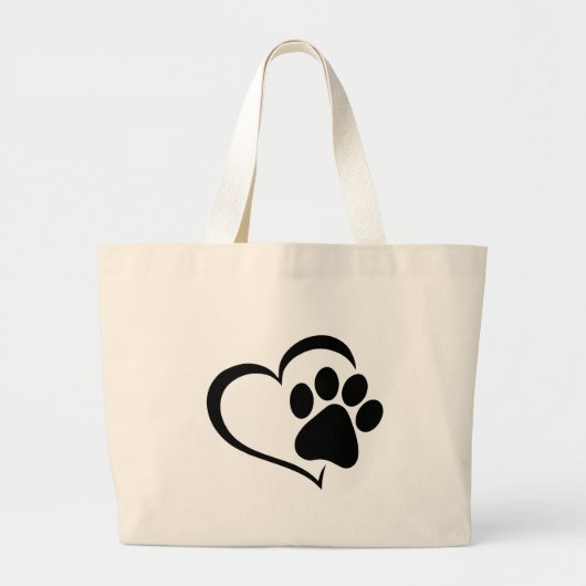 PawPrint- en Heart-ontwerp Grote Tote Bag (Voorkant)