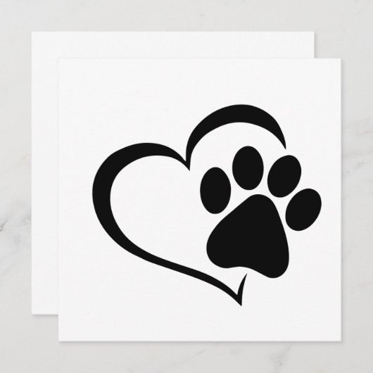 PawPrint- en Heart-ontwerp Kaart (Voorkant / Achterkant)