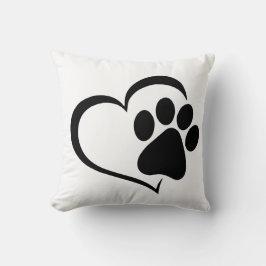 PawPrint- en Heart-ontwerp Kussen