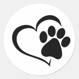 PawPrint- en Heart-ontwerp Ronde Sticker