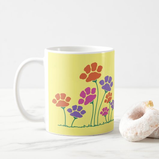 Pawprint Flower Garden Koffiemok (Met donut)
