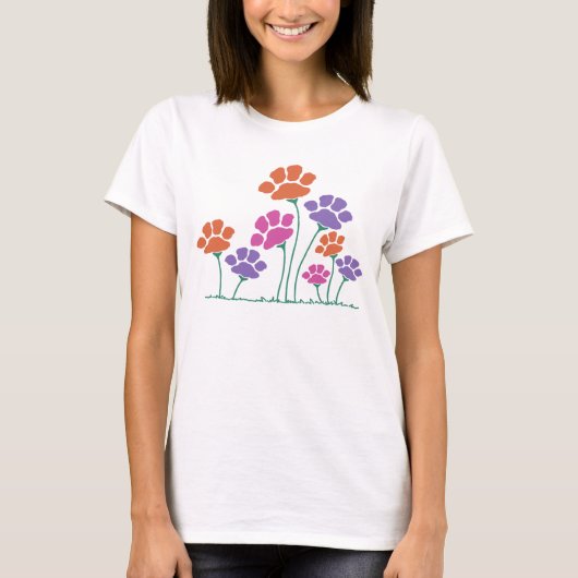 Pawprint Flower Garden T-shirt (Voorkant)