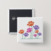 Pawprint Flower Garden Vierkante Button 5,1 Cm (Voorkant /achterkant)