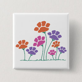 Pawprint Flower Garden Vierkante Button 5,1 Cm
