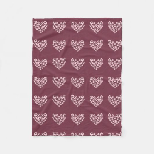 Pawprint hart fleece deken (Voorkant)