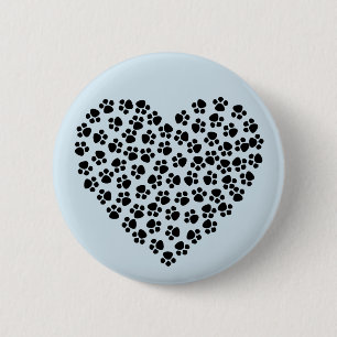 Pawprint hart ronde button 5,7 cm