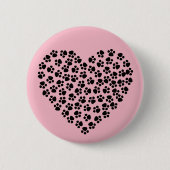 Pawprint hart ronde button 5,7 cm (Voorkant)