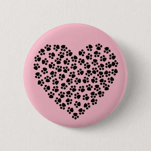 Pawprint hart ronde button 5,7 cm (Voorkant)