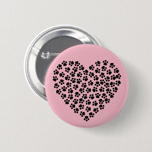 Pawprint hart ronde button 5,7 cm (Voorkant /achterkant)