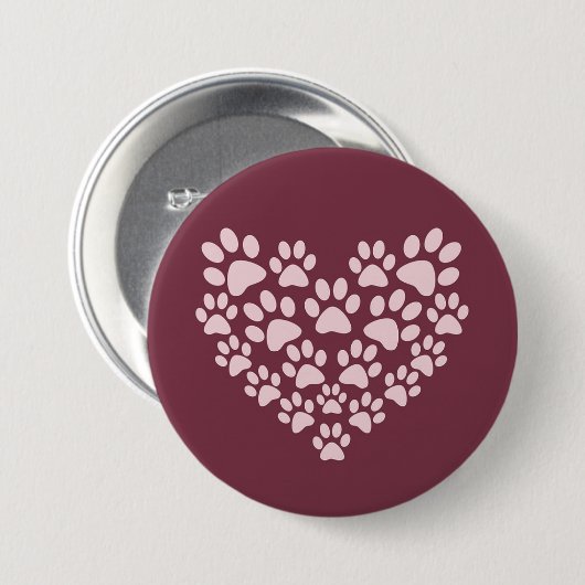 Pawprint hart ronde button 7,6 cm (Voorkant /achterkant)