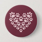 Pawprint hart ronde button 7,6 cm (Voorkant)