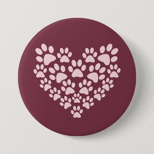 Pawprint hart ronde button 7,6 cm (Voorkant)