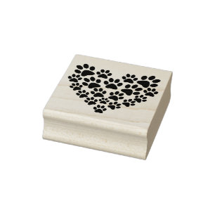 Pawprint hart rubberstempel