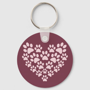 Pawprint Heart Button Sleutelhanger