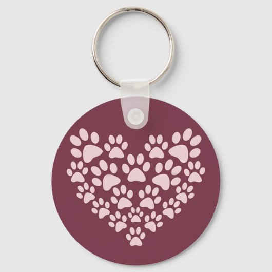 Pawprint Heart Button Sleutelhanger (Voorkant)
