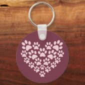Pawprint Heart Button Sleutelhanger (Voorkant)