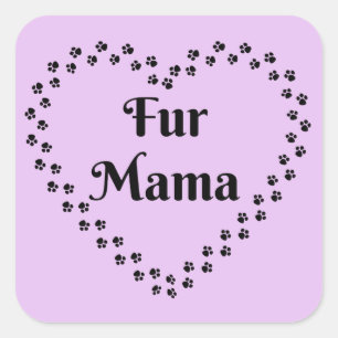 Pawprint Heart Fur Mama Vierkante Sticker