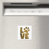 Pawprint Love in Gold Magneet (Insitu (Vaatwasser))
