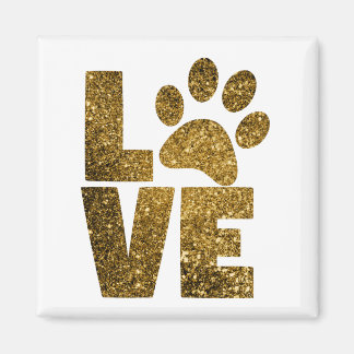 Pawprint Love in Gold Magneet
