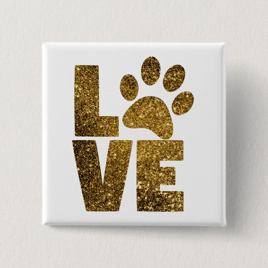Pawprint Love in Gold Vierkante Button 5,1 Cm (Voorkant)