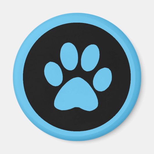 Pawprint Magnet in Blauw en Zwart (Voorkant)