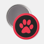 Pawprint Magnet in rood en zwart (Voorkant / Achterkant)