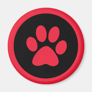 Pawprint Magnet in rood en zwart