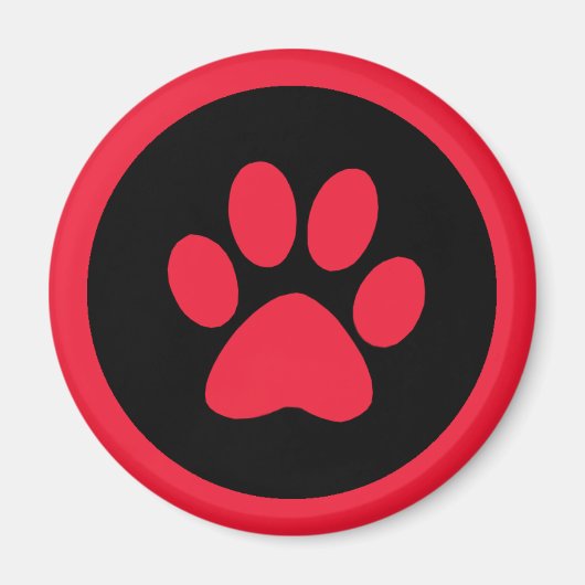 Pawprint Magnet in rood en zwart (Voorkant)