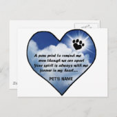 Pawprint Memorial Gedicht Briefkaart (Voorkant / Achterkant)