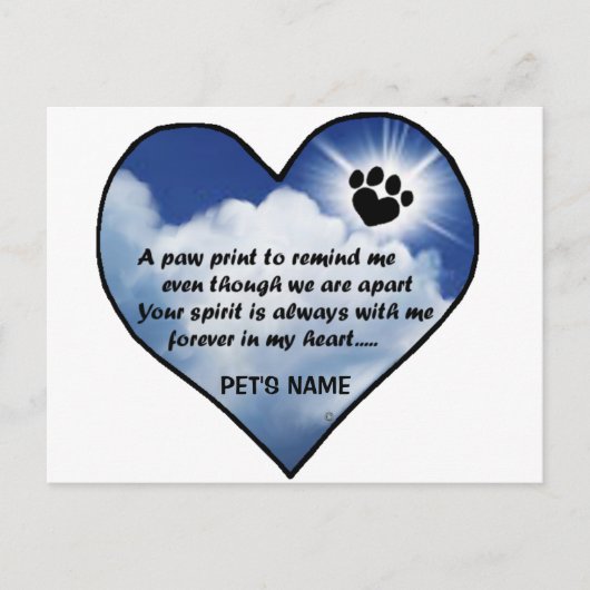 Pawprint Memorial Gedicht Briefkaart (Voorkant)