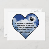 Pawprint Memorial Gedicht Briefkaart (Voorkant / Achterkant)