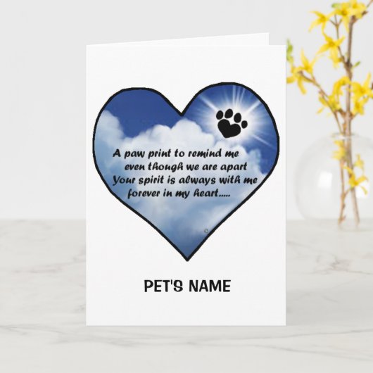 Pawprint Memorial Gedicht Kaart (Gele Bloem)