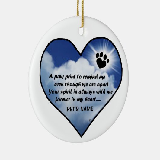 Pawprint Memorial Poem Keramisch Ornament (Rechts)