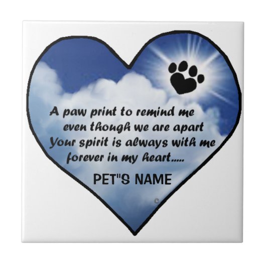 Pawprint Memorial Poem Tegeltje (Voorkant)