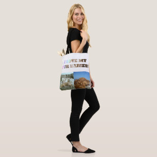 Pawprint-metgezel met multi-foto hartontwerp tote bag