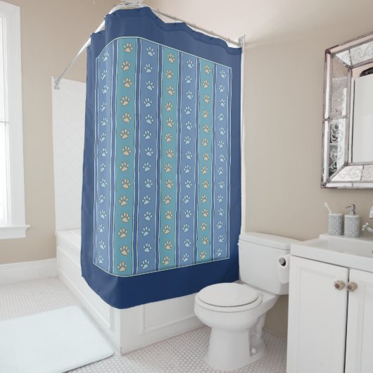 Pawprint Patroon Douchegordijn (In situ)