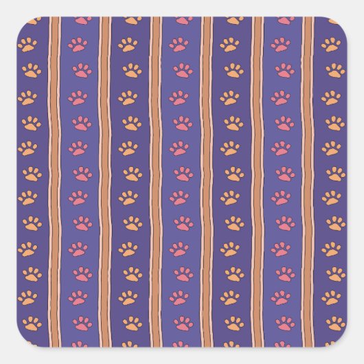 Pawprint Patroon Vierkante Sticker (Voorkant)