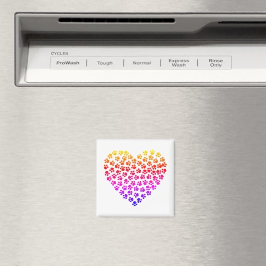 Pawprint Rainbow Heart Magneet (Insitu (Vaatwasser))