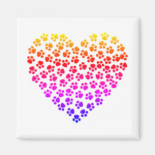 Pawprint Rainbow Heart Magneet