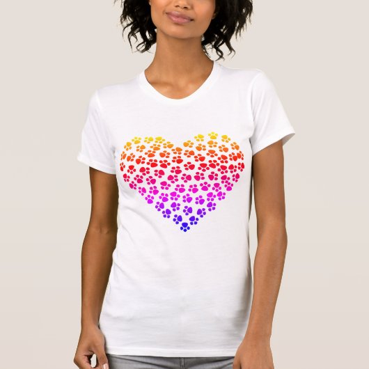 Pawprint Rainbow Heart T-shirt (Voorkant)