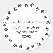Pawprint rand adreslabel ronde sticker (Voorkant)
