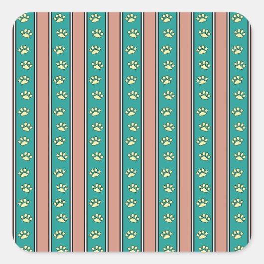 Pawprint Stripes Vierkante Sticker (Voorkant)